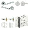 Complete Midtown Door Handle Pack - Heavy Duty Tubular Bathroom (Plain Thumb Turn) - Polished Chrome - 76mm / 4-inch Hinges - JE-G31A2-PC