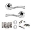 STATUS Texas Door Handle Pack (Euro Lock Set - 2.5" CE Sashlock, 4" Fire Rated Hinges x3) - Polished Chrome