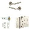 Complete Midtown Door Handle Pack - Heavy Duty Latch - Satin Nickel - 102mm / 4-inch Hinges - JE-G22A-SN