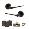 Senza Pari Laviano Door Handle Pack (Latch Set - 3" CE Latch, 4" Fire Rated Hinges x3) - Urban Dark Bronze