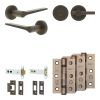 Complete Gio Door Handle Pack - Heavy Duty Tubular Bathroom (Plain Thumb Turn) - Dark Bronze - 102mm / 3-inch Hinges - JE-E32B2-DB