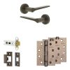 Complete Gio Door Handle Pack - Heavy Duty Latch - Dark Bronze - 76mm / 4-inch Hinges - JE-E21A-DB