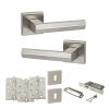 Senza Pari Davoli Door Handle Pack (3 Lever Lock Set - 2.5" CE Sashlock, 4" Fire Rated Hinges x3) - Satin Nickel