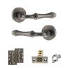 Old English Durham Door Handle Pack (Latch Set - 3" CE Latch, 4" Slim Knuckle Hinges x2) - Matt Gun Metal
