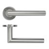 Zoo Hardware 19mm Mitred Lever on Round Rose 53mm x 6mm Push-on Rose - BS EN 1906 Grade 3 - Grade 201 - Satin Stainless