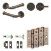Complete Classic Door Handle Pack - Heavy Duty Tubular Bathroom (Plain Thumb Turn) - Dark Bronze - 102mm / 3-inch Hinges - JE-A32B2-DB