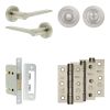 Complete Gio Door Handle Pack - Bathroom Lock (Standard Thumb Turn) - Satin Nickel - 65mm / 3-inch Hinges - JE-E5B3-SN