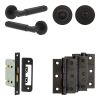 Complete Bloom Door Handle Pack - Bathroom Lock (Standard Thumb Turn) - Matt Black - 65mm / 3-inch Hinges - JE-B5B3-MB