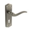 Old English Warwick Key Lever Door Handle on Backplate - Matt Gun Metal (Pair)