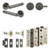 Complete Hex Door Handle Pack - Heavy Duty Tubular Bathroom (Plain Thumb Turn) - Black Nickel - 76mm / 3-inch Hinges - JE-C31B2-BN