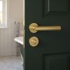 Complete Hex Door Handle Pack - Bathroom Lock (Standard Thumb Turn) - Satin Brass - 76mm / 3-inch Hinges - JE-C6B3-SB