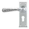 Polished Chrome Hammered Newbury Lever Euro Lock Set