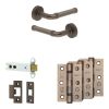 Complete Midtown Door Handle Pack - Heavy Duty Latch - Dark Bronze - 102mm / 3-inch Hinges - JE-G22B-DB