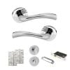 STATUS Texas Door Handle Pack (Bathroom Set - 2.5" CE Bathroom Lock, 4" Slim Knuckle Hinges x2) - Polished Chrome