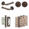 Complete Classic Door Handle Pack - Bathroom Lock (Standard Thumb Turn) - Dark Bronze - 76mm / 4-inch Hinges - JE-A6A3-DB