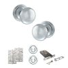 Old English Harrogate Door Knob Pack (Lock Set - Horizontal Sashlock, 4" Slim Knuckle Hinges x2) - Polished Chrome