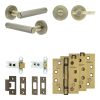 Complete Hex Door Handle Pack - Heavy Duty Tubular Bathroom (Plain Thumb Turn) - Antique Brass - 64mm / 4-inch Hinges - JE-C30A2-AB