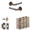 Complete Midtown Door Handle Pack - Heavy Duty Latch - Dark Bronze - 64mm / 3-inch Hinges - JE-G20B-DB