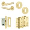 Complete Hex Door Handle Pack - Sashlock - Satin Brass - 76mm / 3-inch Hinges - JE-C8B8-SB