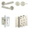Complete Bloom Door Handle Pack - Bathroom Lock (Plain Thumb Turn) - Satin Nickel - 65mm / 4-inch Hinges - JE-B5A2-SN