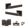 STATUS Montana Door Handle Pack (Latch Set - 3" CE Latch, 3" Fire Rated Hinges x3) - Urban Dark Bronze