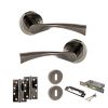 STATUS Colorado Door Handle Pack (3 Lever Lock Set - 2.5" CE Sashlock, 4" Slim Knuckle Hinges x2) - Black Nickel