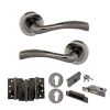 STATUS Texas Door Handle Pack (Euro Lock Set - 3" CE Sashlock, 4" Fire Rated Hinges x3) - Black Nickel