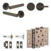 Complete Hex Door Handle Pack - Heavy Duty Tubular Bathroom (Plain Thumb Turn) - Dark Bronze - 102mm / 4-inch Hinges - JE-C32A2-DB