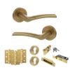 STATUS Indiana Door Handle Pack (Euro Lock Set - 3" CE Sashlock, 3" Fire Rated Hinges x3) - Satin Brass