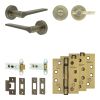 Complete Gio Door Handle Pack - Heavy Duty Tubular Bathroom (Plain Thumb Turn) - Antique Brass - 76mm / 4-inch Hinges - JE-E31A2-AB