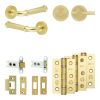 Complete Classic Door Handle Pack - Heavy Duty Tubular Bathroom (Plain Thumb Turn) - Satin Brass - 64mm / 3-inch Hinges - JE-A30B2-SB