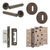 Complete Hex Door Handle Pack - Sashlock - Dark Bronze - 65mm / 4-inch Hinges - JE-C7A8-DB