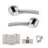 STATUS Florida Door Handle Pack (Latch Set - 2.5" CE Latch, 4" Fire Rated Hinges x3) - Satin Chrome/Polished Chrome