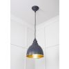 Hammered Brass Brindley Pendant in Slate