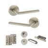 STATUS Alabama Door Handle Pack (Bathroom Set - 2.5" CE Bathroom Lock, 4" Slim Knuckle Hinges x2) - Satin Nickel