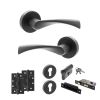 STATUS Colorado Door Handle Pack (Euro Lock Set - 3" CE Sashlock, 4" Slim Knuckle Hinges x2) - Matt Black