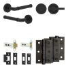 Complete Midtown Door Handle Pack - Heavy Duty Tubular Bathroom (Knurled Thumb Turn) - Matt Black - 76mm / 3-inch Hinges - JE-G31B1-MB