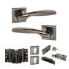 STATUS Oklahoma Door Handle Pack (Euro Lock Set - 2.5" CE Sashlock, 4" Fire Rated Hinges x3) - Black Nickel
