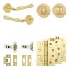 Complete Midtown Door Handle Pack - Heavy Duty Tubular Bathroom (Standard Thumb Turn) - Satin Brass - 76mm / 4-inch Hinges - JE-G31A3-SB