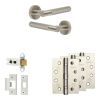 Complete Bari Door Handle Pack - Heavy Duty Latch - Satin Nickel - 64mm / 4-inch Hinges - JE-D20A-SN