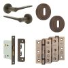 Complete Gio Door Handle Pack - Sashlock - Dark Bronze - 76mm / 3-inch Hinges - JE-E8B8-DB