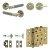 Complete Venice Door Handle Pack - Heavy Duty Tubular Bathroom (Plain Thumb Turn) - Antique Brass - 102mm / 4-inch Hinges - JE-F32A2-AB