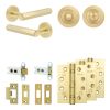 Complete Hex Door Handle Pack - Heavy Duty Tubular Bathroom (Standard Thumb Turn) - Satin Brass - 64mm / 4-inch Hinges - JE-C30A3-SB