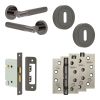 Complete Bari Door Handle Pack - Sashlock - Black Nickel - 76mm / 4-inch Hinges - JE-D8A8-BN