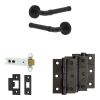 Complete Midtown Door Handle Pack - Heavy Duty Latch - Matt Black - 102mm / 3-inch Hinges - JE-G22B-MB