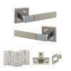 STATUS Montana Door Handle Pack (Latch Set - 3" CE Latch, 4" Fire Rated Hinges x3) - Satin Nickel/Polished Chrome