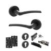 STATUS Indiana Door Handle Pack (Euro Lock Set - 3" CE Sashlock, 4" Slim Knuckle Hinges x2) - Matt Black