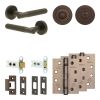 Complete Venice Door Handle Pack - Heavy Duty Tubular Bathroom (Standard Thumb Turn) - Dark Bronze - 64mm / 4-inch Hinges - JE-F30A3-DB