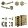Complete Midtown Door Handle Pack - Heavy Duty Tubular Bathroom (Plain Thumb Turn) - Antique Brass - 76mm / 3-inch Hinges - JE-G31B2-AB