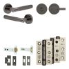 Complete Bari Door Handle Pack - Heavy Duty Tubular Bathroom (Knurled Thumb Turn) - Black Nickel - 102mm / 3-inch Hinges - JE-D32B1-BN